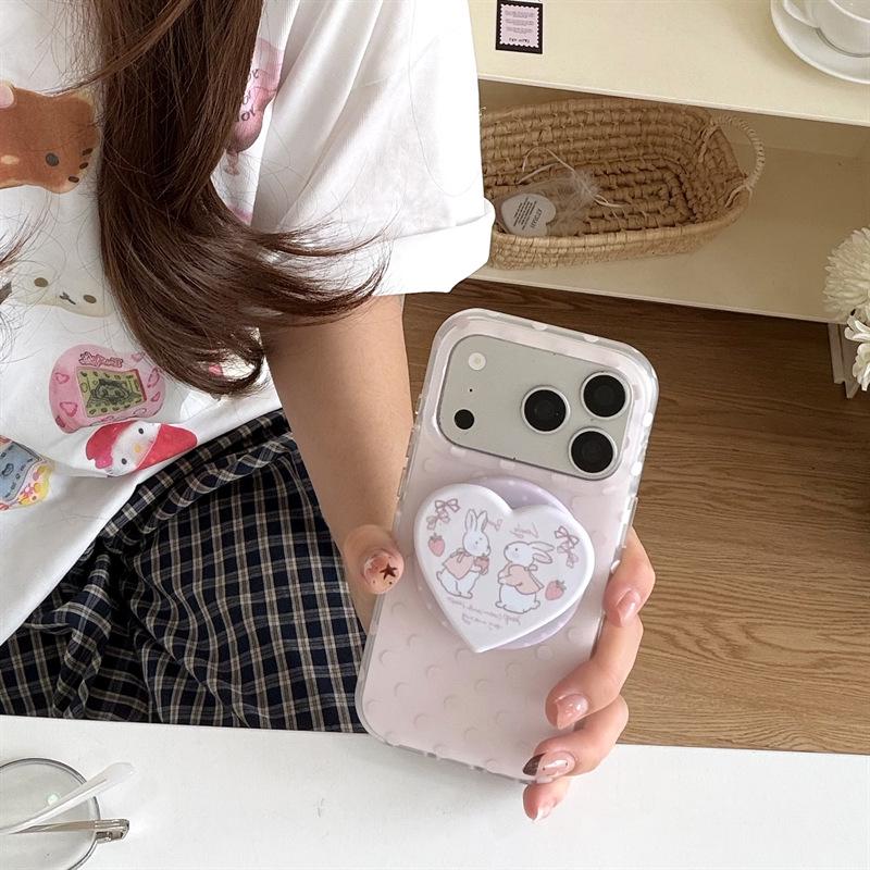 Розовый горошек Кролик с клубникой Магнитный чехол для iPhone для iPhone 17 Pro Max / 16 / 15 / 14