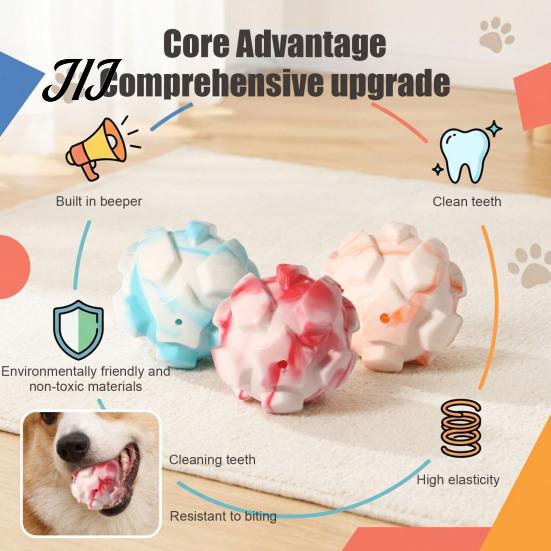 Soft TPR Toys for Pet Teeth Massage Squeaky Dog Balls, Durable Interactive Toy, Cleaning Chew Aggressive Chewers Star Texture Toy Small Medium