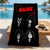 Personalized Name KISS Band Stylish Digital Printing Beach Towel Quick‑Drying Absorbent Blanket for Beach Pool Gym Travel