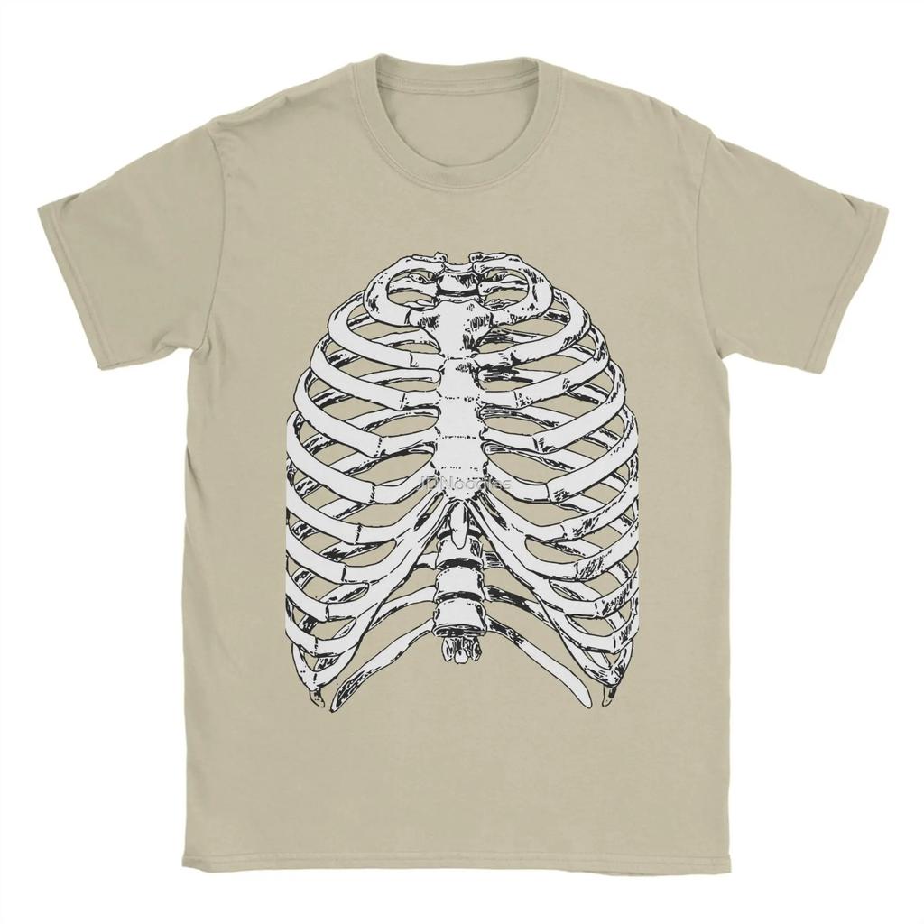 Rib Cage Skeleton Anatomy Graphic Tee Short Sleeve Breathable Cotton T-Shirt
