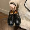 2024 New Women's Thick-soled British Style Round-toe Low-heeled Loafers Women's Lace-up Comfortable Low-top Shoes