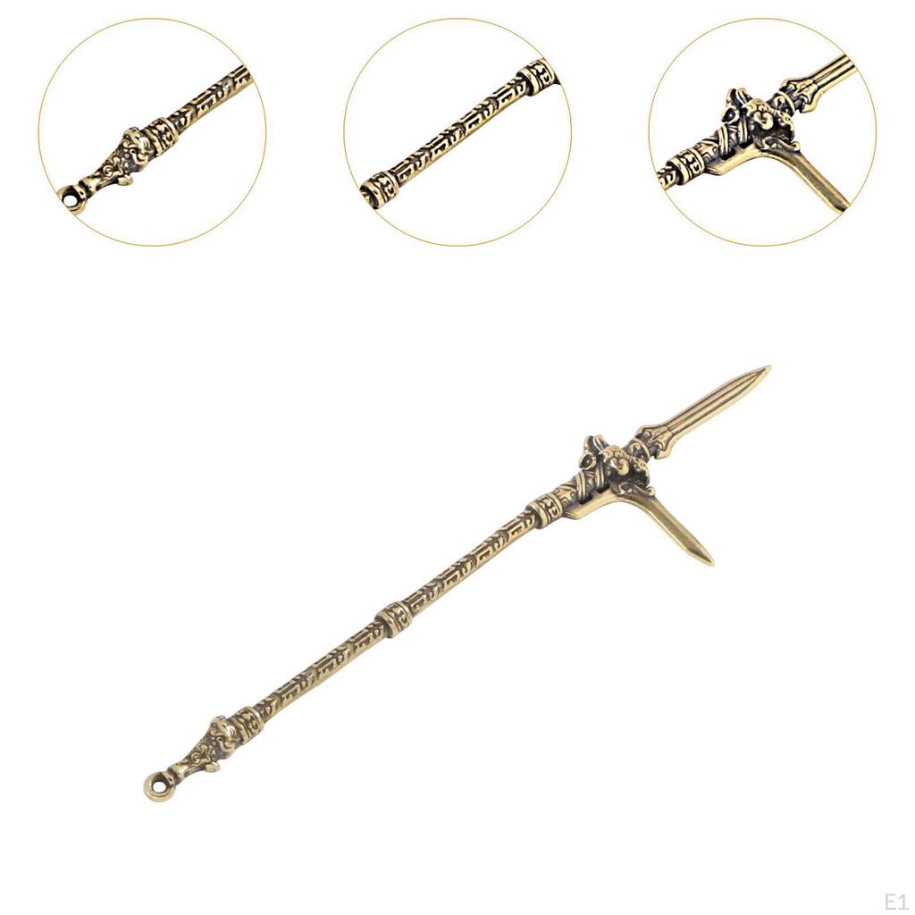 Brass Spear Ornament Figurine 11.7 Cm Long Miniature Collectible Gift Statue for Home Car Shelf