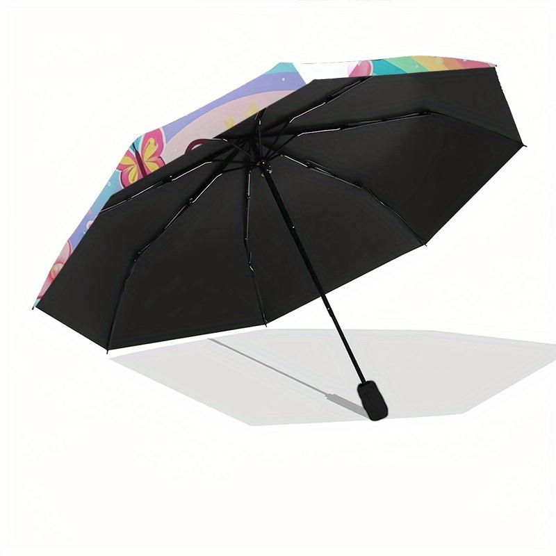 1pc Hello Kitty,Rainbow Garden Automatic Umbrella-Foldable, Durable 8-Bone Design, Compact and Stylish, Great for Camping, Halloween, Christ