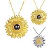 Gold-Plated Sunflower Pendant Necklace Set