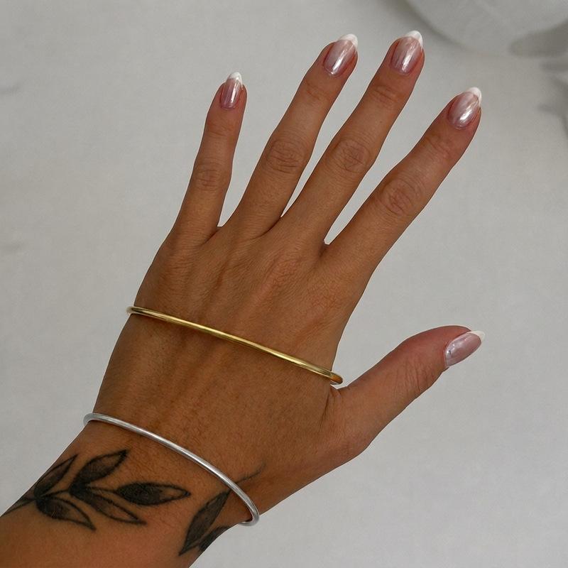 Stainless Steel Line Bracelet Women Minimalist Geometric Finger Bangle Trends Unique Niche Punk Style Street Performance Jewelry