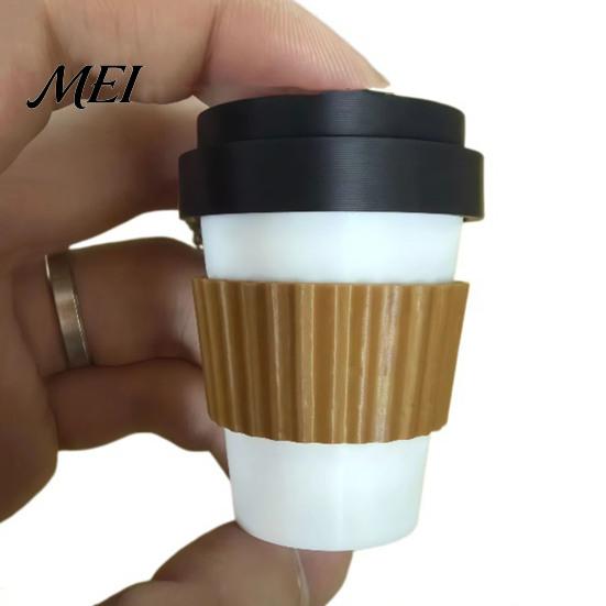 Coffee Cup Finger Clicker 3D Printed Clicker, Press Fidget for Portable Toy Stress Relief, Backpack Hanging with Ball Chain
