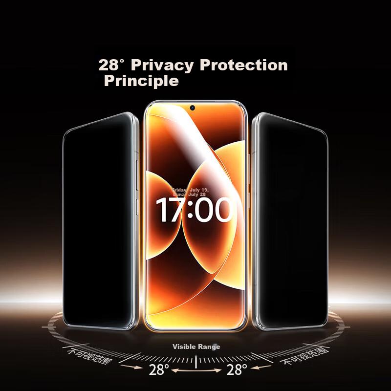 28° Ultra Clear Privacy Screen Protector for Xiaomi 17/17Pro Tempered Glass Privacy Film Full Screen Privacy Ultrasonic Unlock Protection Film