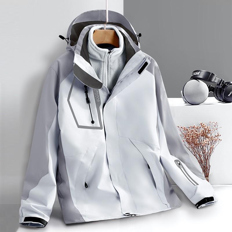 Men Women 3-in-1 Waterproof Windproof Hiking Jacket With Removable Fleece Liner Outdoor Camping Trekking Skiing