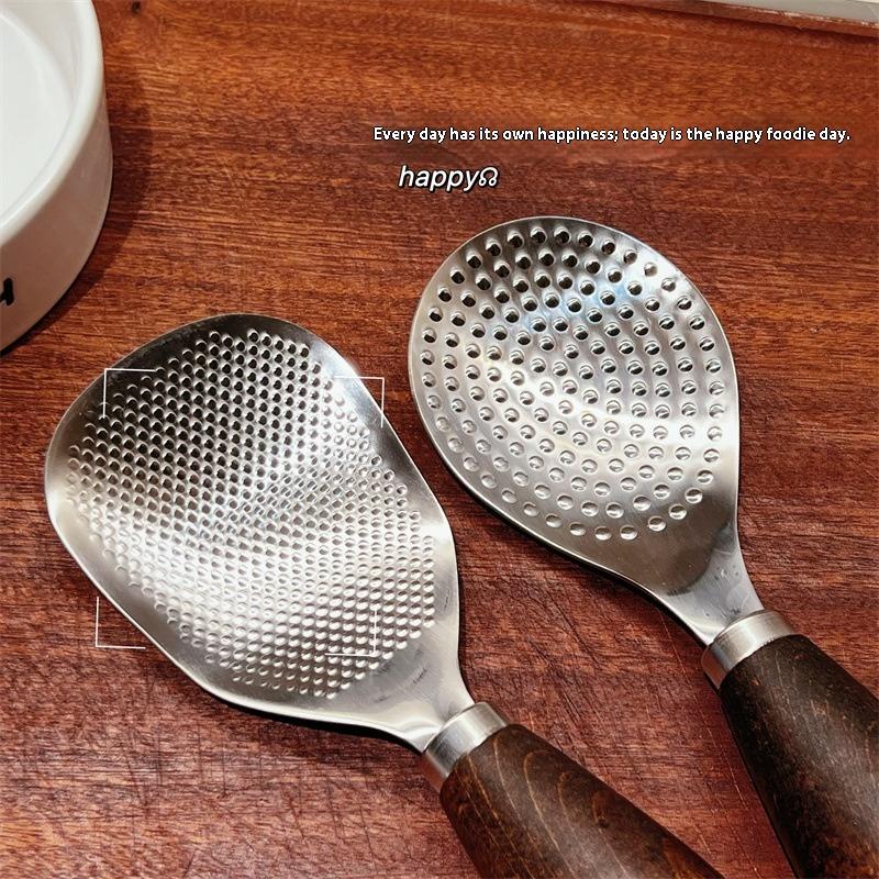 Набор из 1 штуки Нержавеющая сталь Антипригарная ложка для риса Высокотемпературная Жаростойкая Защита от ожогов Кулинарный Кухонный гаджет Прочный