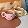 1pcs Hand Painted Love Mug Creative Heart  Water Cup Ceramic Milk Mug With Handle Valentine's Day Gift 2026new