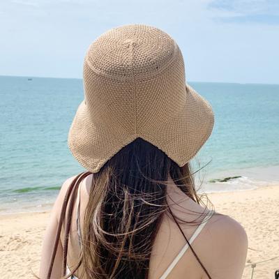 Кепка-ведро с милым ремешком, модная пляжная шляпа, новая складная женская солнцезащитная шляпа