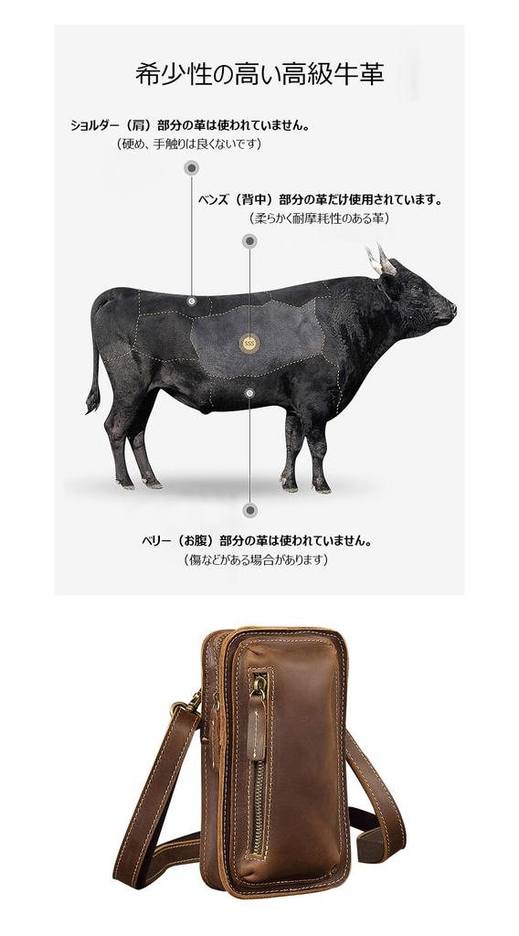 Cow Leather Mini One Shoulder Mini Crossbody Chest Handheld Second Mini Waist Waist Pouch for Genuine Thick Black [Whatna] Bag, Men's, Bag, Bag, Bag,