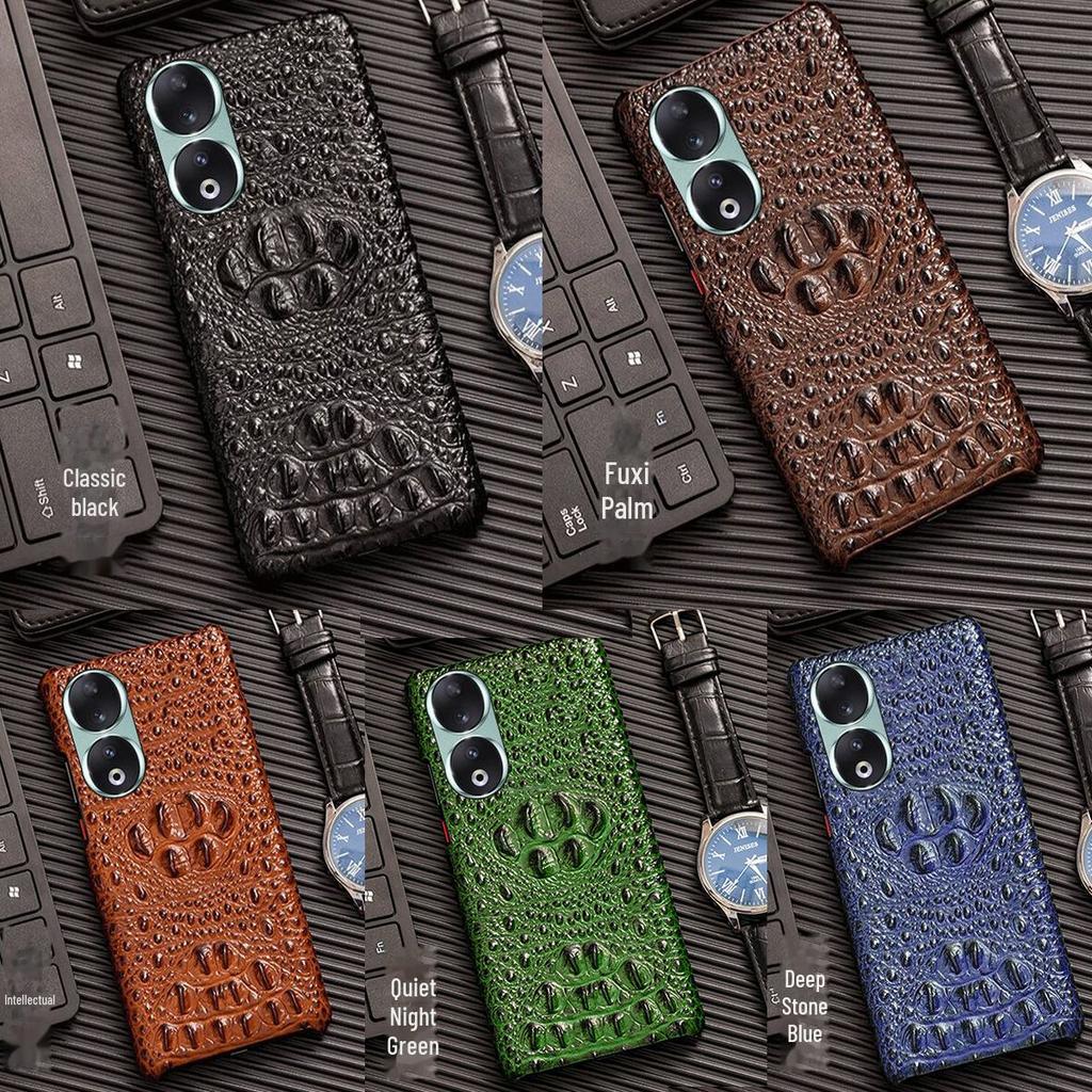 Чехол из натуральной воловьей кожи с черепом крокодила для Honor 30/30 Pro/30 Youth Edition — защитите свой телефон стильно!
