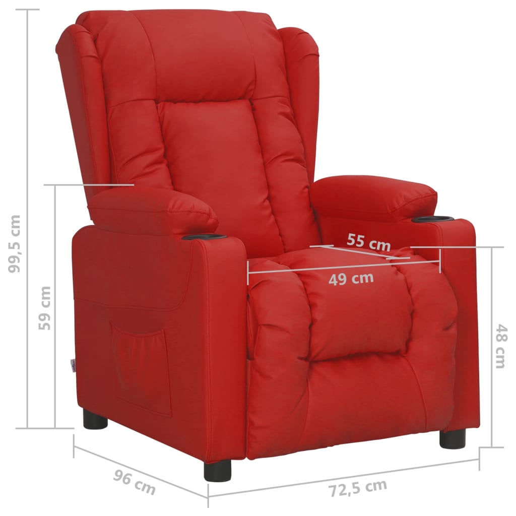 Recliner Chair Burgundy Synthetic Leather