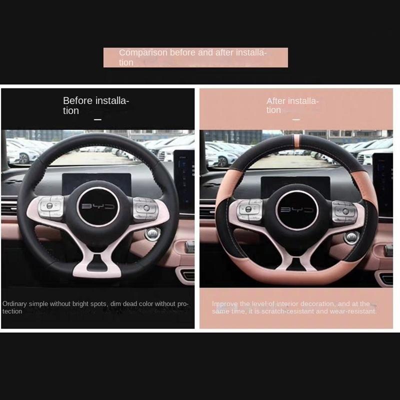 AQ2 For BYD Seagull 2022 2023 2024 Steering Wheel Cover Breathable Anti Slip PU Leather Car Accessories