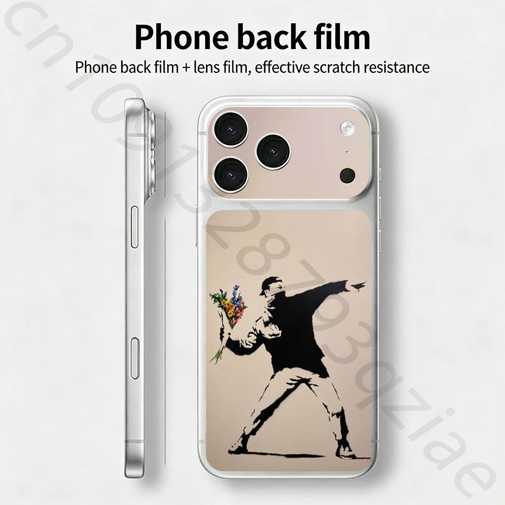Граффити-художник Бэнкси Наклейка-скин wrap для iPhone 17 Pro/Pro max Защитная пленка для задней панели, рамки, камеры