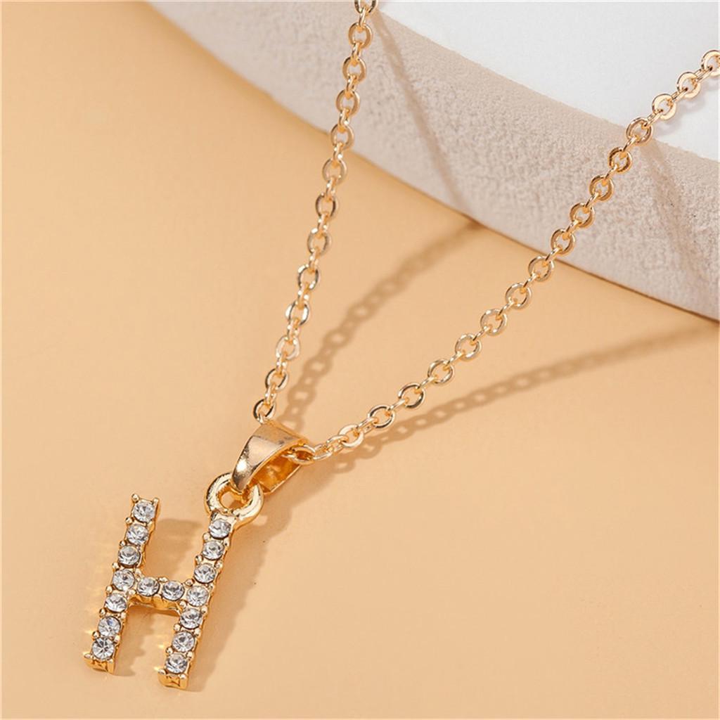 26 Letter Necklace Gold Necklace Female DIY Pendant With Diamond Clavicle Chain