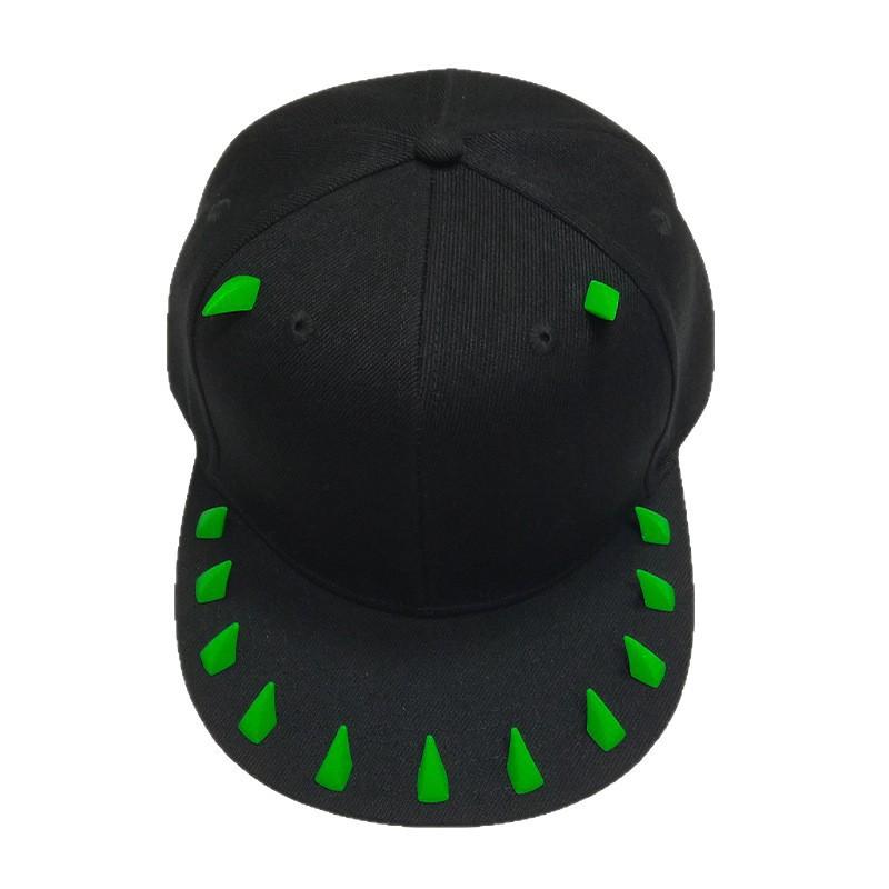 Unisex Punk Hip Hop Baseball Cap With Rivet Horns Flat Brim Adjustable Streetwear Hat Men Women