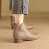 Модные ботильоны с острым носком, женские элегантные кожаные туфли на среднем каблуке 2025 года, зимние удобные туфли-лодочки большого размера на толстой подошве, женские ботинки