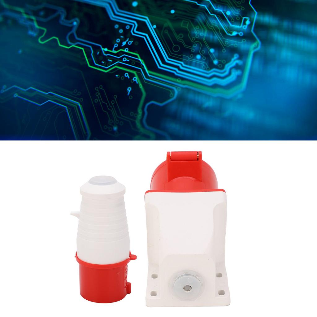 4‑Pin Power Plug 3 Phase Industrial Connector Socket Set Mounted 32A AC380V‑415V