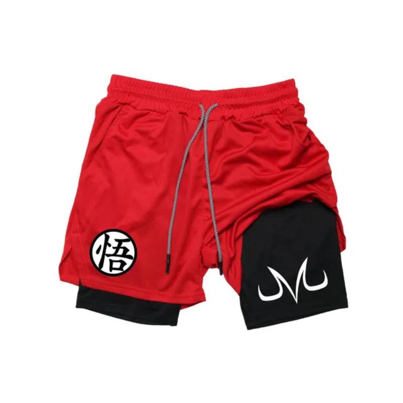 Аниме спортивные шорты для мужчин и женщин фитнес манга принт 2 в 1 спортивные шорты для тренировок быстросохнущие сетчатые шорты