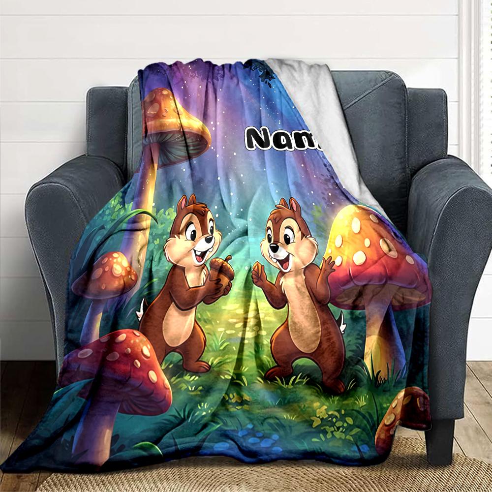 Custom Name "Adventurous Forest Friends" blanket for Couch & Bed, Plush Cozy Fuzzy Blanket Super Soft & Warm Blankets for Fall and Winter. 0908424
