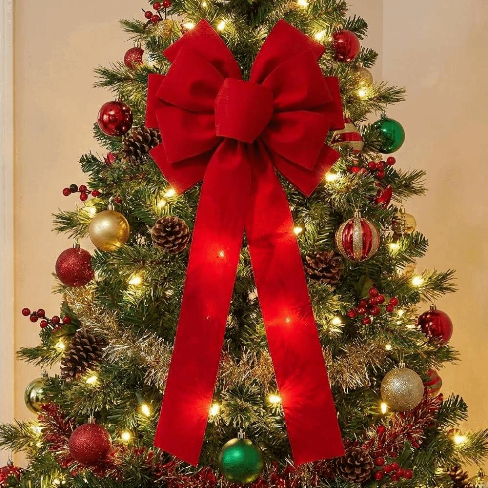 Handmade Christmas Tree Bow Decoration Long Streamers Xmas Wreath Bow-knot Christmas