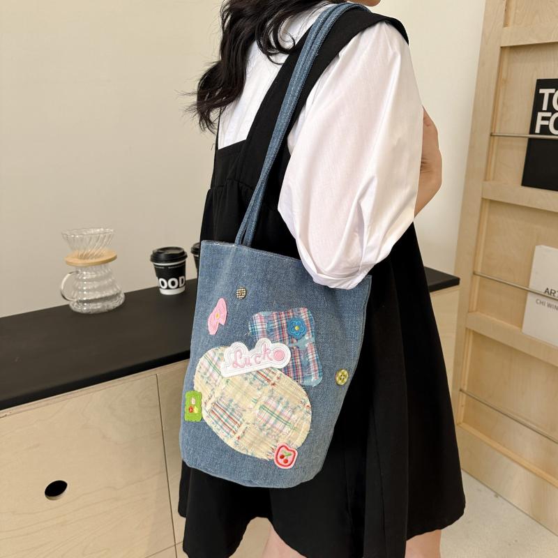 Портативная джинсовая сумка-ведро женская сумка для обеда с вышивкой уличная сумка через плечо большая сумка