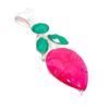 Kashmir Red Ruby, Emerald Gemstone 925 Sterling Silver Jewelry Pendant 2.56" AH-5168