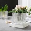 Clear Square Glass Vase Geometric Square Flower Pot Floral Arrangement Accessories Terrarium Home Decoration Accessories