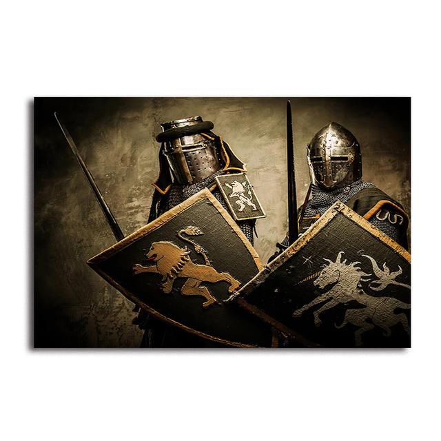 Европейский Рыцарь Плакат Украшение Картина Маслом Ретро Минимализм Средневековый Воин Спальня Гостиная Украшения Искусство