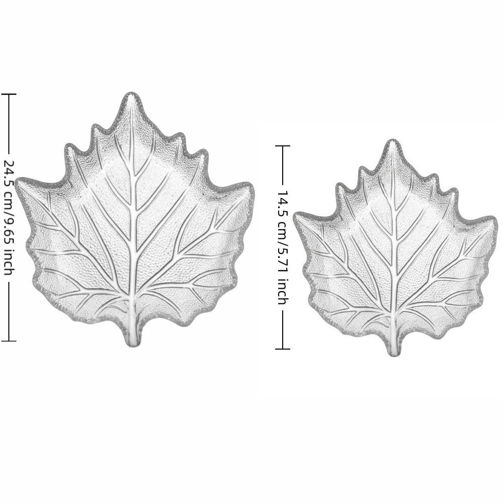 Leaves Shape Glass Dessert Dish European Style Dried Fruit Trays Fruit Plate Jewelry Storage