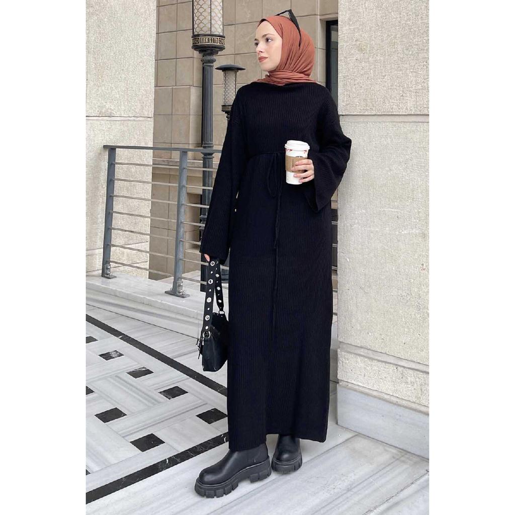 10numberamoda Женское длинное вязаное платье с рукавами «летучая мышь» бордово-красное