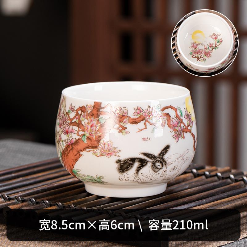 Suet jade porcelain master cup single cup like a duck to water Chinese ceramic tea personal tea cup business gifts