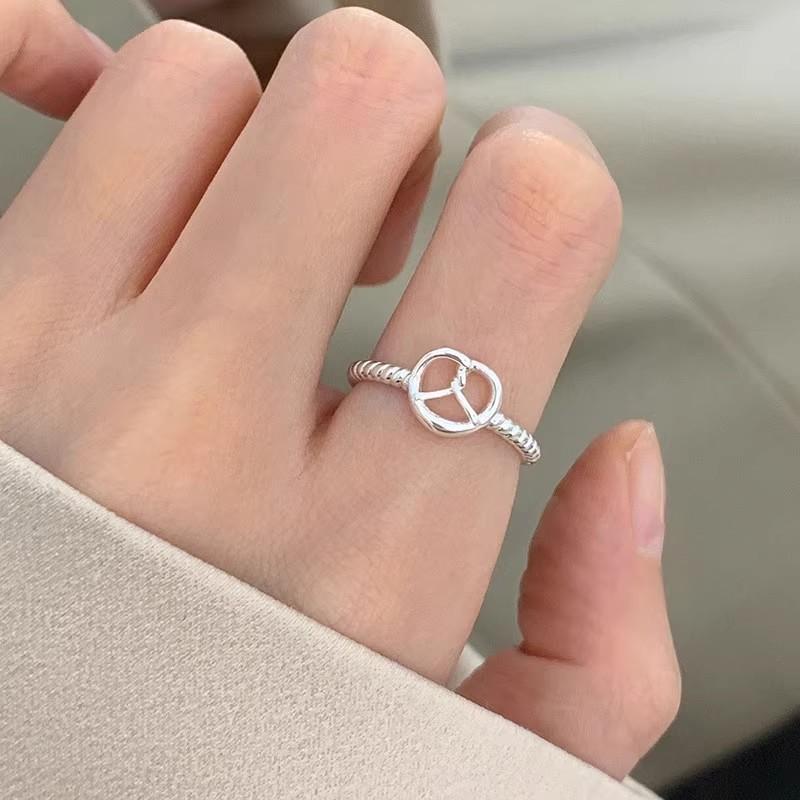 Korean Version Plain Ring Irregular 925 Sterling Silver Versatile Ring Women's Niche Ins Style Design Non-fading Combination Ring