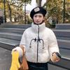 Pearl buckle pink short bread cotton-padded coat women's winter new small fashion foreign style thickened coat