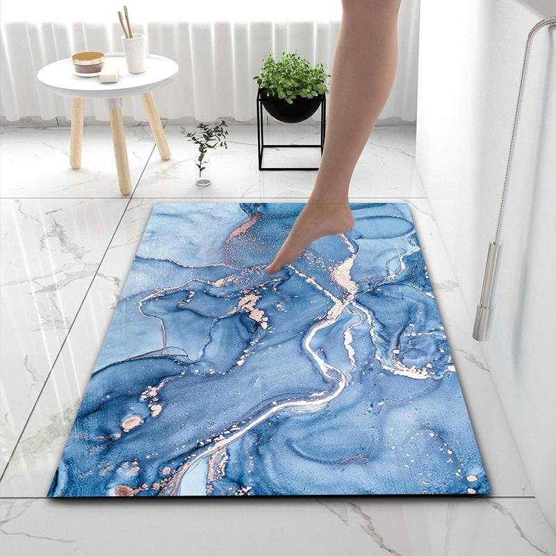 Marble Pattern Kitchen Mat Doormat Carpet Durable Absorbent Non-Slip Entrance Bedside Rug Washable Living Room