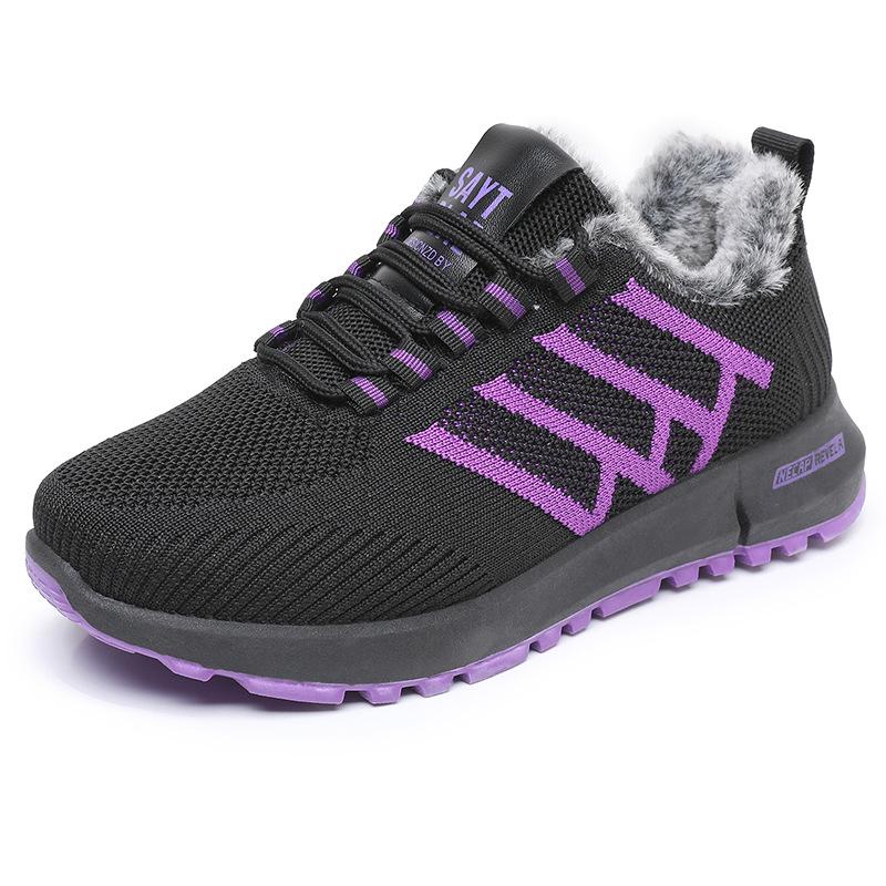 Женские зимние толстые теплые кроссовки на флисовой подкладке, уличная обувь с противоскользящей подошвой для женщин, легкая повседневная спортивная обувь на меховой подкладке