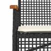 Garden Bench with Cushions Black Poly Rattan & Acacia Wood