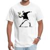 Swag Banksy Flower Thrower Футболки 100% хлопок Ткань Мужская футболка Мужские футболки Новинка Уличное искусство Дизайнерские футболки Rebel Большие размеры