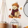 Cartoon Plush Bear and Fallen Leaf Children's Bedroom Home Decoration and Beautification Wall Stickers
