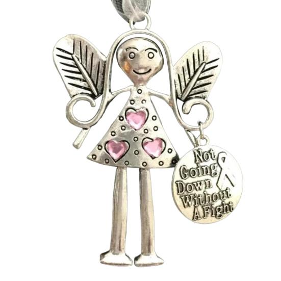 Angle Girl Hanging Decoration Iron Art Silver Color Wing Love Heart Rhinestone Carved Words Friendship Ornament Pendant Birthday Festival Gift