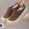 Shoes Women's Summer Fly-woven One-pedal Platform Shoes Solid Color Heightening Casual Shoes Bag Head Outer Slippers