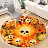 1pc Skull Flowers Office Round Area Rug,  Mat Suitable For Office, Under Office Chairs Bedroom Living Room Home Decor, Room Deco