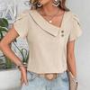 Женские модные повседневные летние весенние однотонные блузки и рубашки с короткими рукавами с принтом
