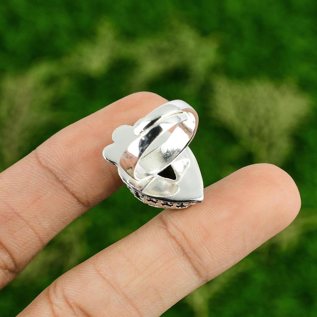 Натуральный Лабрадорит Драгоценный Камень Кольцо с Несколькими Камнями Регулируемое Серебро 925 пробы Для Девочек