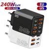 8-в-1 GaN Настольное USB-зарядное устройство для телефона 240 Вт PD Быстрая зарядка 4PD 4USB Для 16 15 Pro Samsung EU US Штекер Адаптер питания
