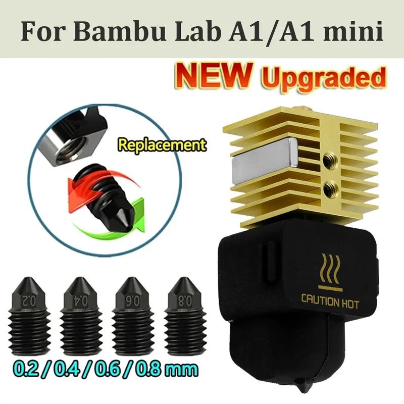New Hotend For Bambu Lab A1 mini Assembly Hotend Kit 0.2 0.4 0.6 0.8MM Replaceable Nozzle For Bamboo Lab A1/A1 mini 3D Printer