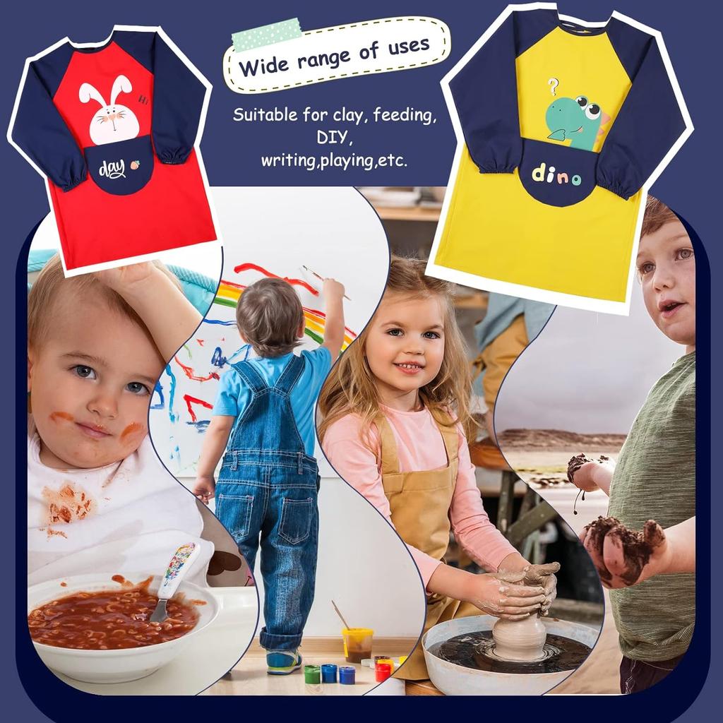 Фартук для рисования, двухслойный водонепроницаемый пальто для рисования, школьное платье с карманами для рисования, детский фартук для рисования для детей 6-8 лет