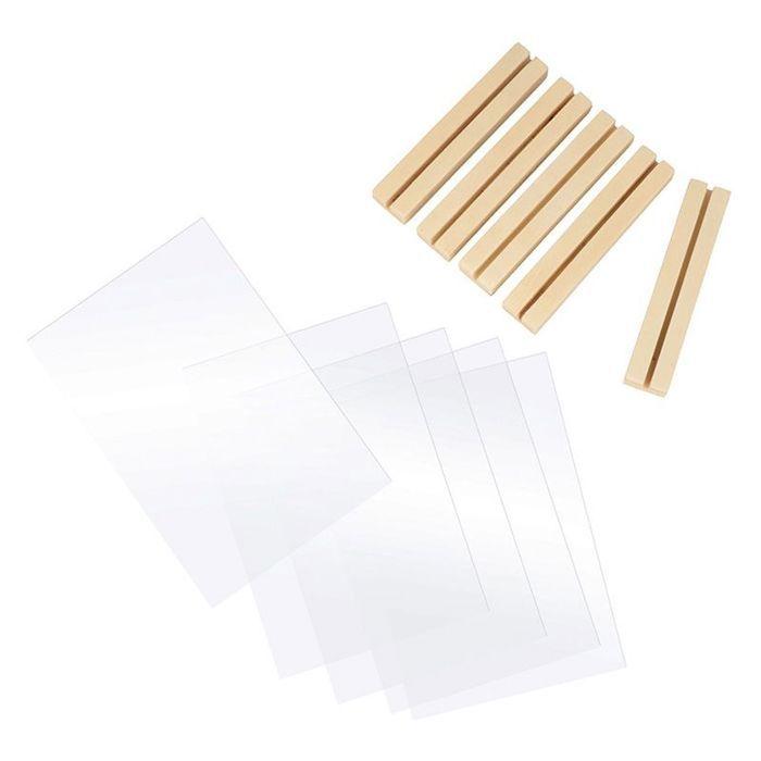Plaques en plexiglass - ARTEMIO - 10 x 15 cm - Transparent - 10 pièces - Socles en bois